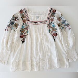 Sundance White Blouse with Floral Embroidery size M